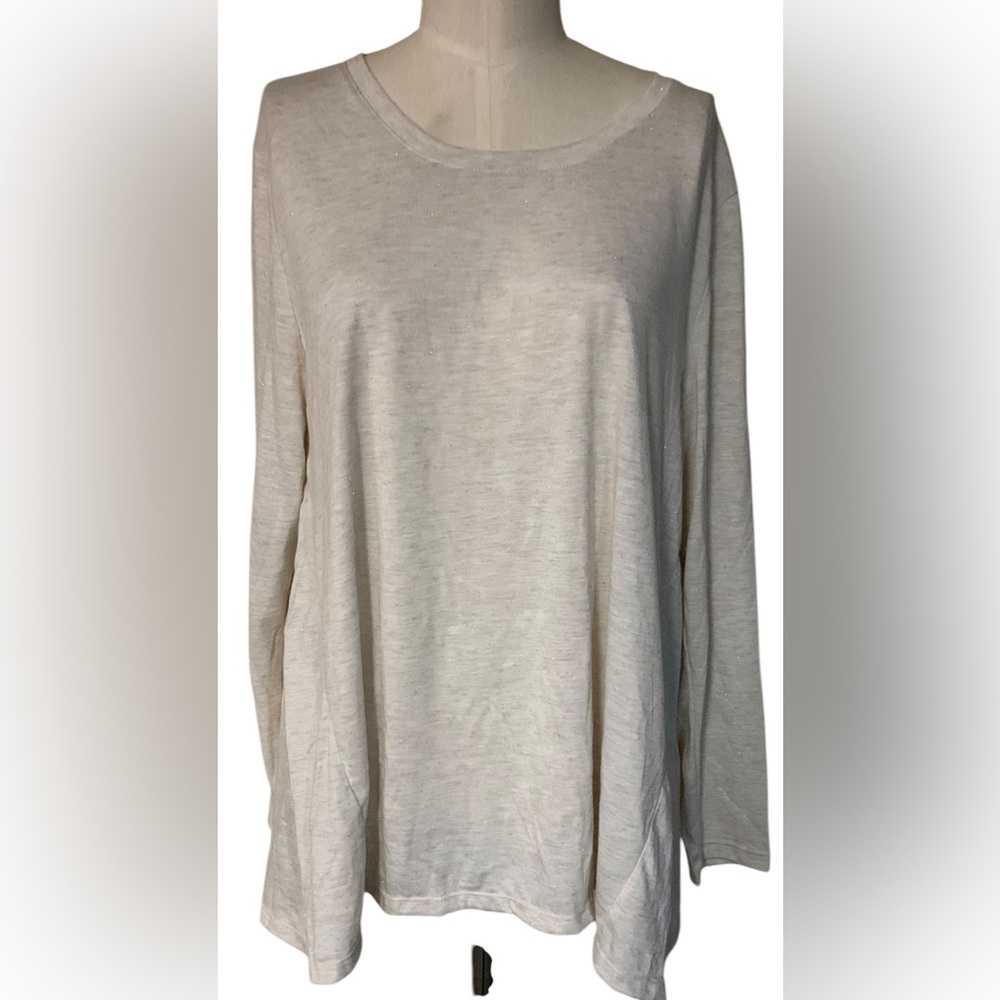 COPY - Style&co Petite PL Warm Ivory Great Outdoors Long Sleeve Top